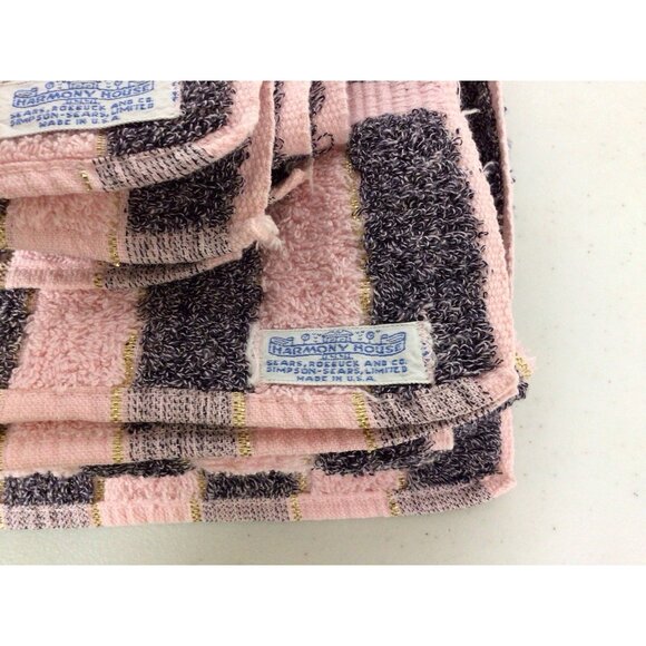 Vintage Harmony House Pink Stripe Towel Set of 3 - Picture 3 of 6